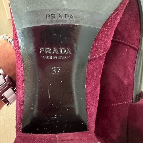 Prada Tall Suede Boot Wine Sz 37 - Picture 9 of 14